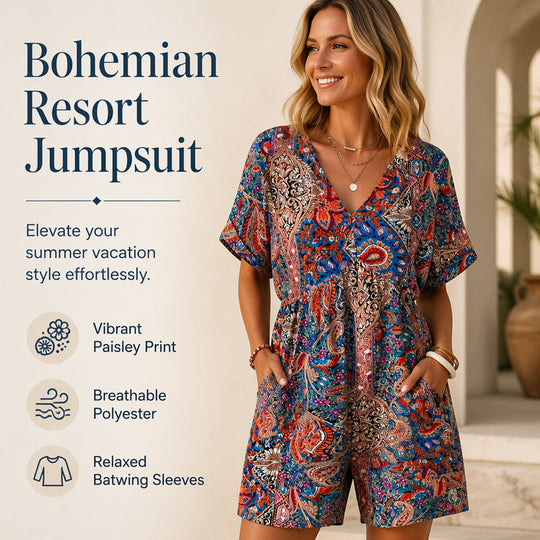Trending Now⭐ Paisley Print Resort Jumpsuit – Lightweight & Flowy for Effortless Summer Getaways