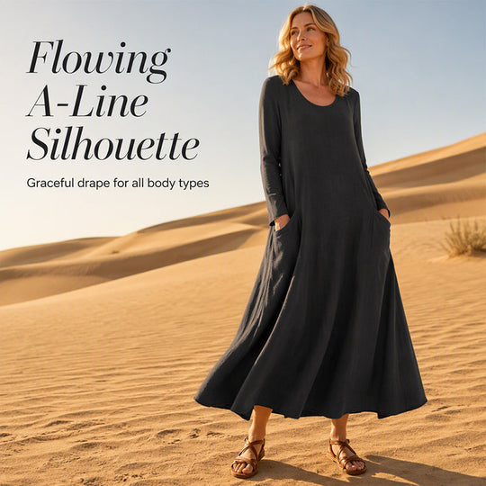 Women's Solid Color Long Sleeve Dress