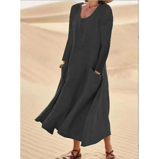 Women's Solid Color Long Sleeve Dress