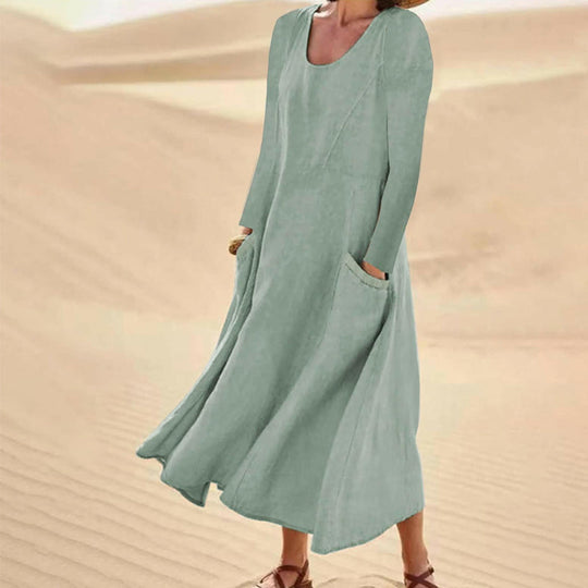 Women's Solid Color Long Sleeve Dress