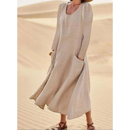 Women's Solid Color Long Sleeve Dress