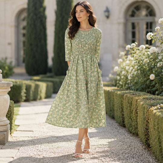 ⏰Last Day Sale 50% Off💃Women's Smocked Floral Print Dress