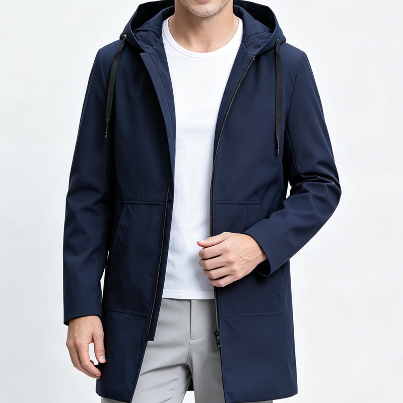✨Men's Mid-Length Hooded Windbreaker Jacket – Lightweight Waterproof-Style Outer Layer For Everyday Comfort 🧥