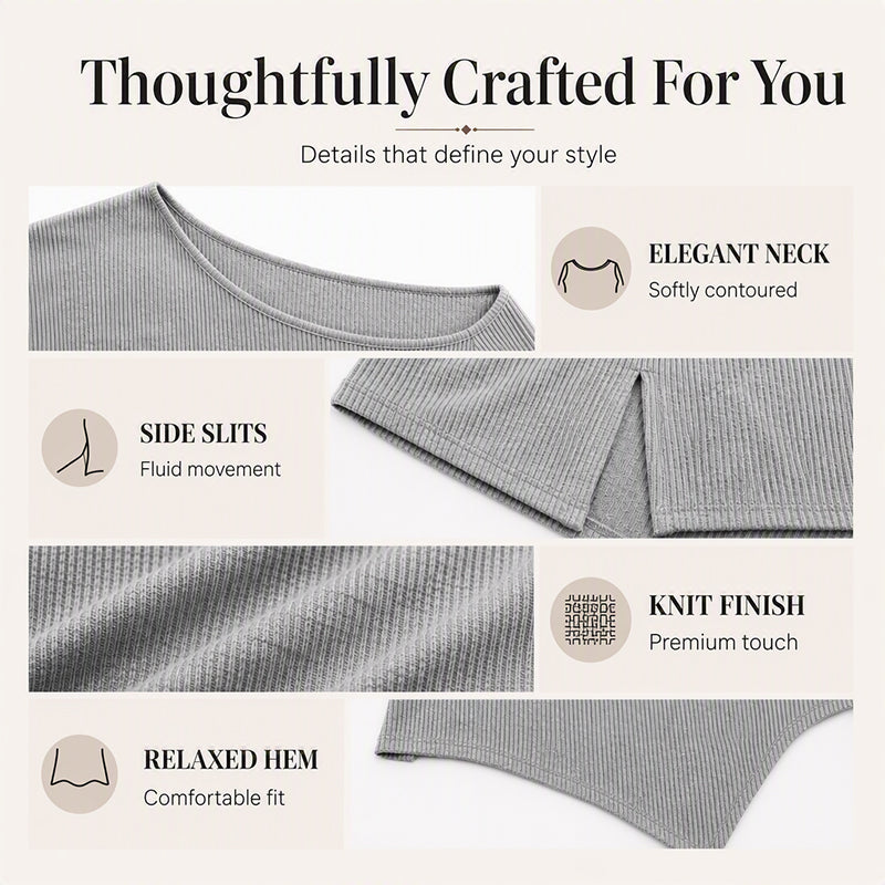 👚New Arrivals - Off-Shoulder Blouse with Side Split – Flowing Drape & Modern Edge for Any Casual Occasion