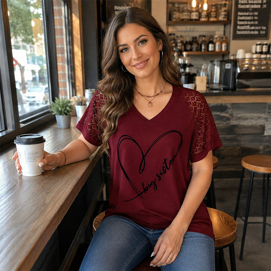 ⏰Last Day Sale 50% Off💃Elegant Lace Heart Tee