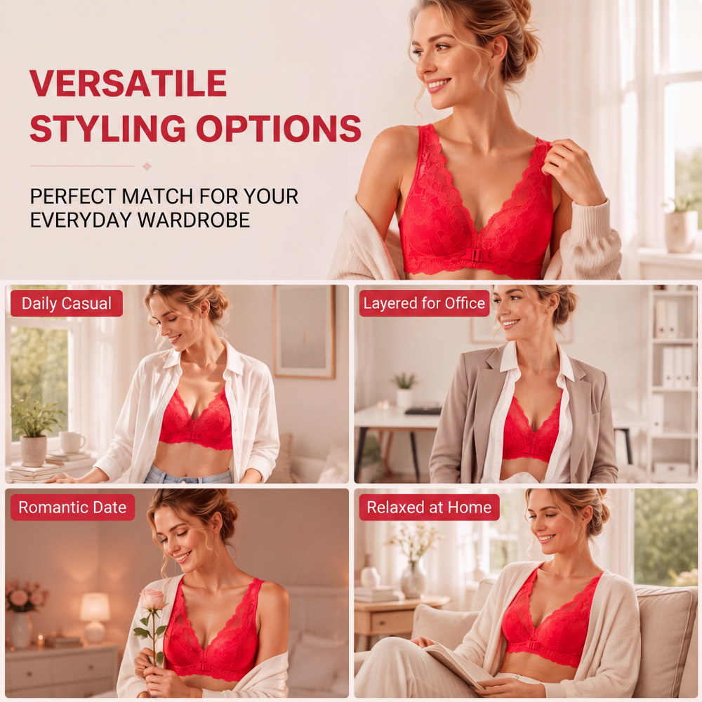 Women's Wire-Free Front Closure Lace Bra