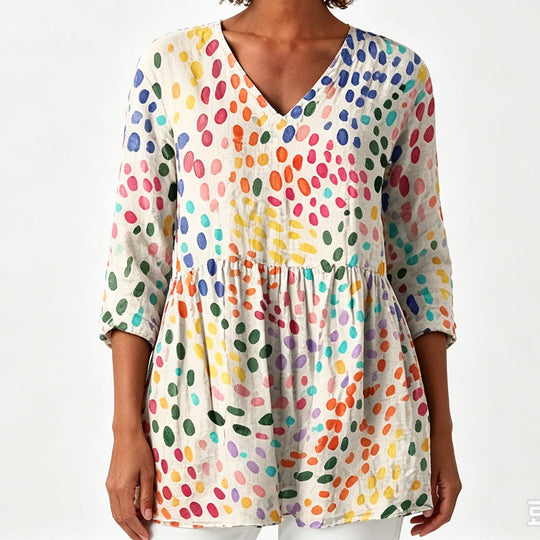 🍁New Fall Collection-Women's Loose Digital Print Round Neck T-Shirt Short Sleeve Casual Top
