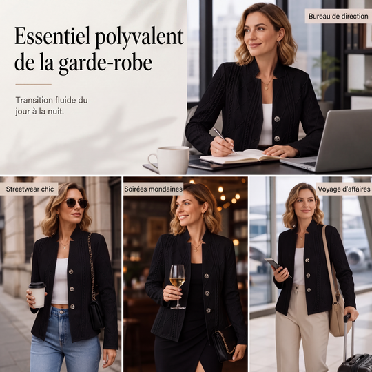 ✨ OFFRE PRIVILÈGE · -50 % | Blazer Femme Texturé à Col Montant
