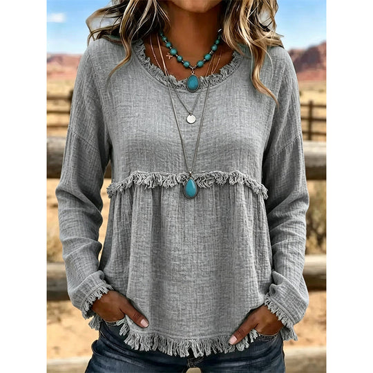 👚 ✨Women's Vintage Fringe Tassel Casual Top – Boho Charm Meets Everyday Comfort