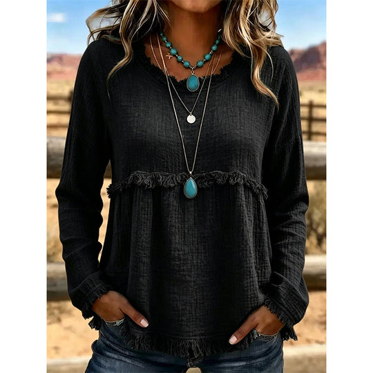 👚 ✨Women's Vintage Fringe Tassel Casual Top – Boho Charm Meets Everyday Comfort