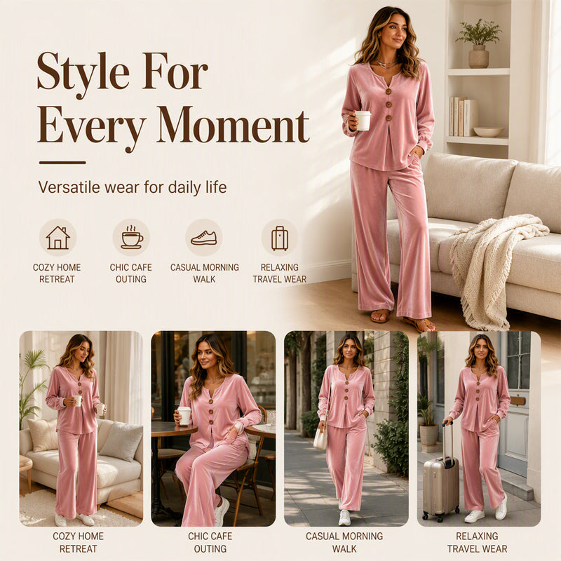 Women's Casual Velvet 2-Piece Loungewear Set