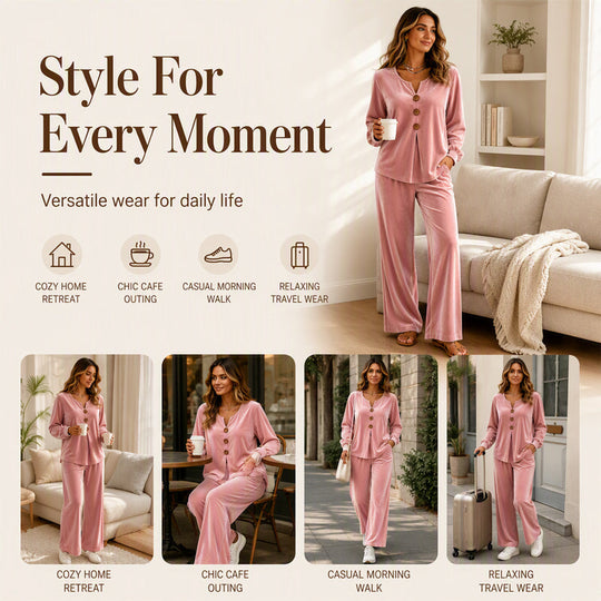 Women's Casual Velvet 2-Piece Loungewear Set
