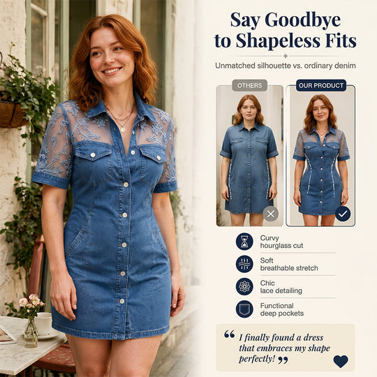 Bestseller🏆👗 Lace Patchwork Denim Mini – Timeless Cool & Effortless Edge for Every Occasion