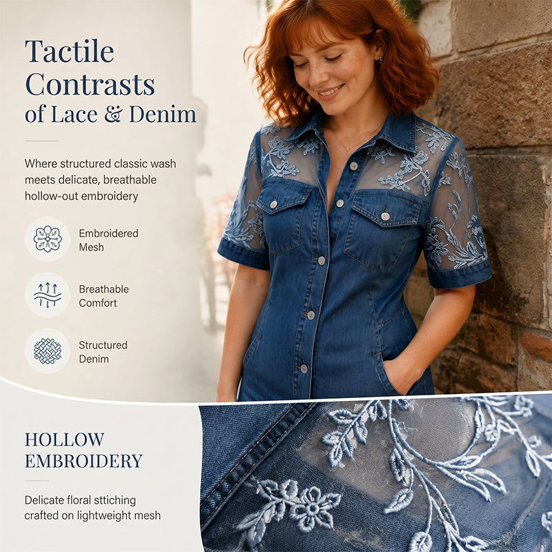 Bestseller🏆👗 Lace Patchwork Denim Mini – Timeless Cool & Effortless Edge for Every Occasion