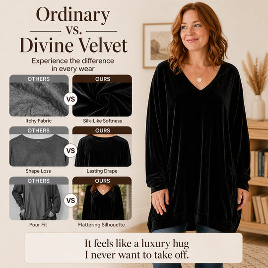 ☀️👚Seasonal Style - V-Neck Velvet Blouse with Long Sleeves – Cozy Warmth & Sophisticated Shine for Cooler Days