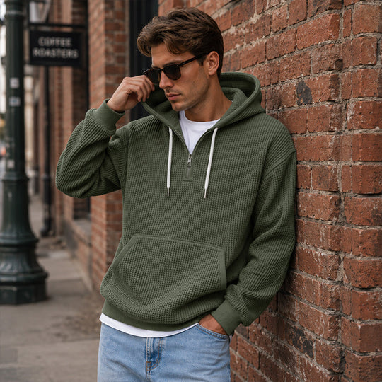 Men's Knit Quarter-Zip Hoodie Sweatshirt