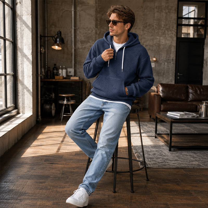 Men's Knit Quarter-Zip Hoodie Sweatshirt