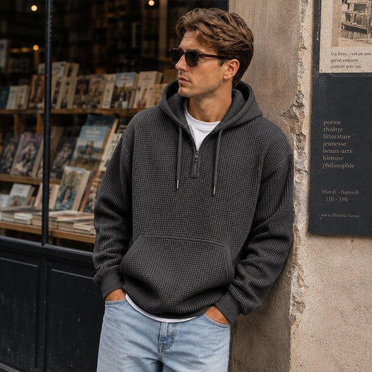 Men's Knit Quarter-Zip Hoodie Sweatshirt