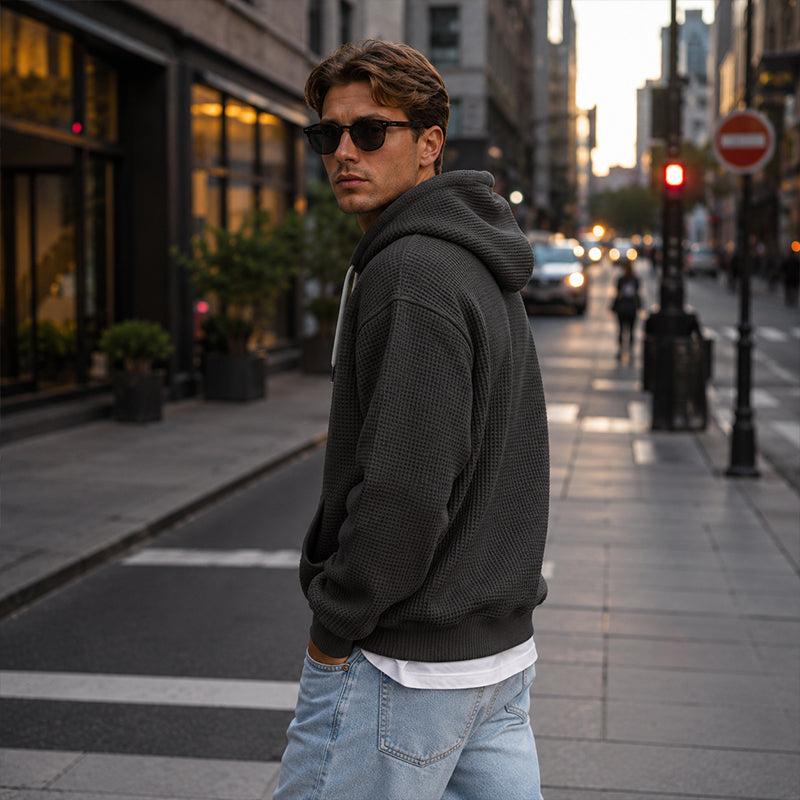 Men's Knit Quarter-Zip Hoodie Sweatshirt