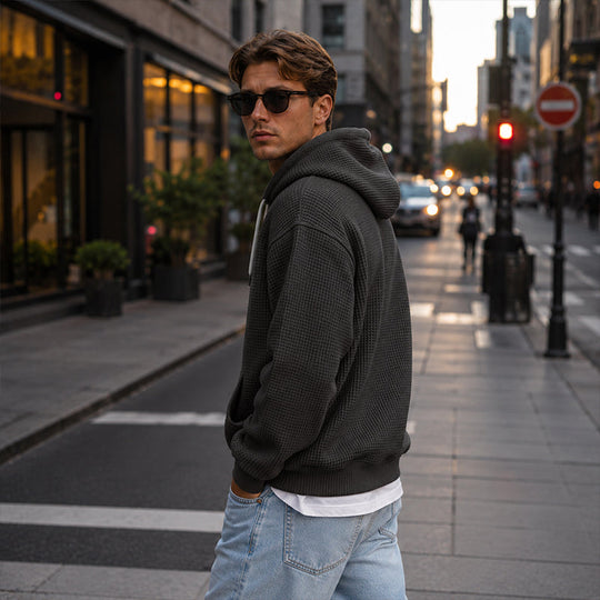 Men's Knit Quarter-Zip Hoodie Sweatshirt