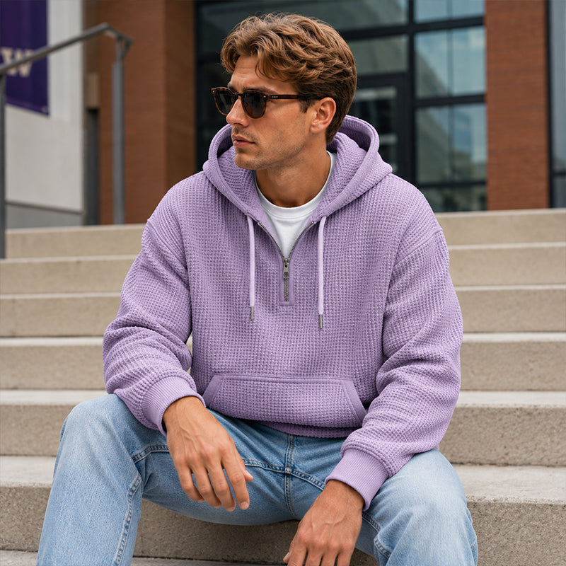 Men's Knit Quarter-Zip Hoodie Sweatshirt
