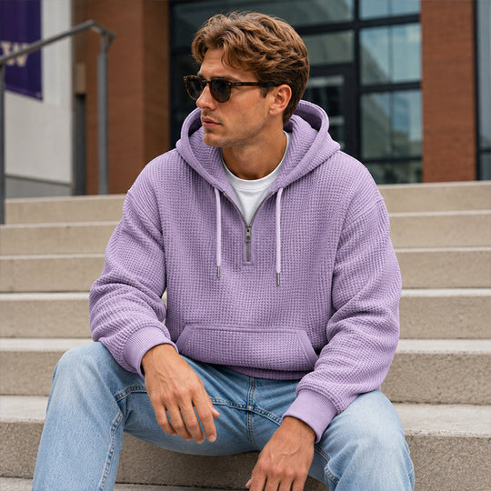 Men's Knit Quarter-Zip Hoodie Sweatshirt
