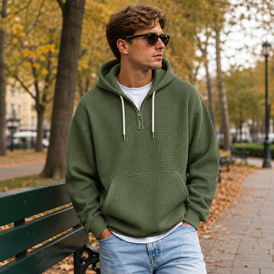 Men's Knit Quarter-Zip Hoodie Sweatshirt