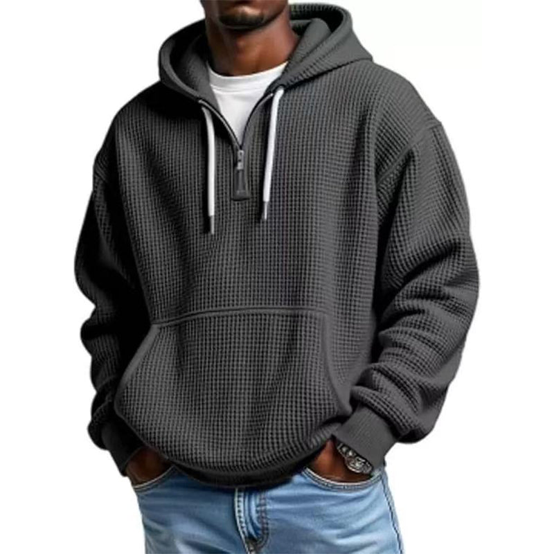 Men's Knit Quarter-Zip Hoodie Sweatshirt
