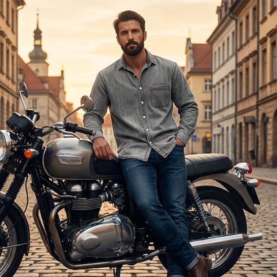 Men's Retro Washed Denim Shirt