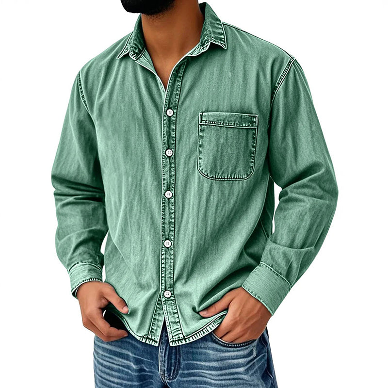 Men's Retro Washed Denim Shirt