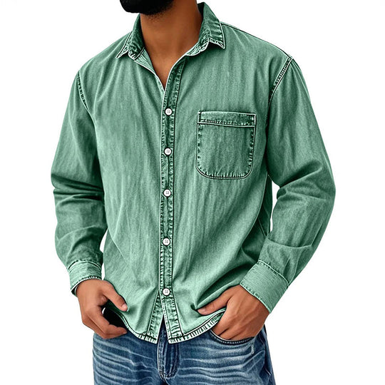 Men's Retro Washed Denim Shirt