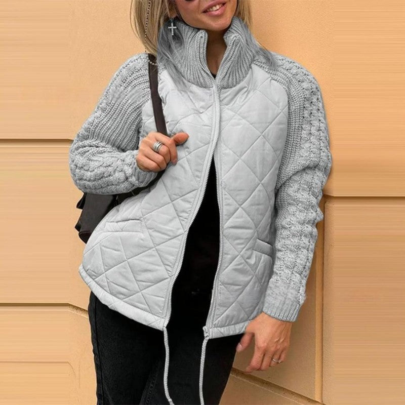 Veste matelassée en patchwork en tricot pour femmes