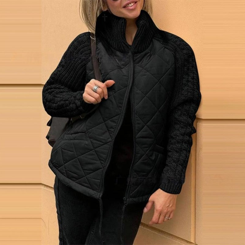 Veste matelassée en patchwork en tricot pour femmes