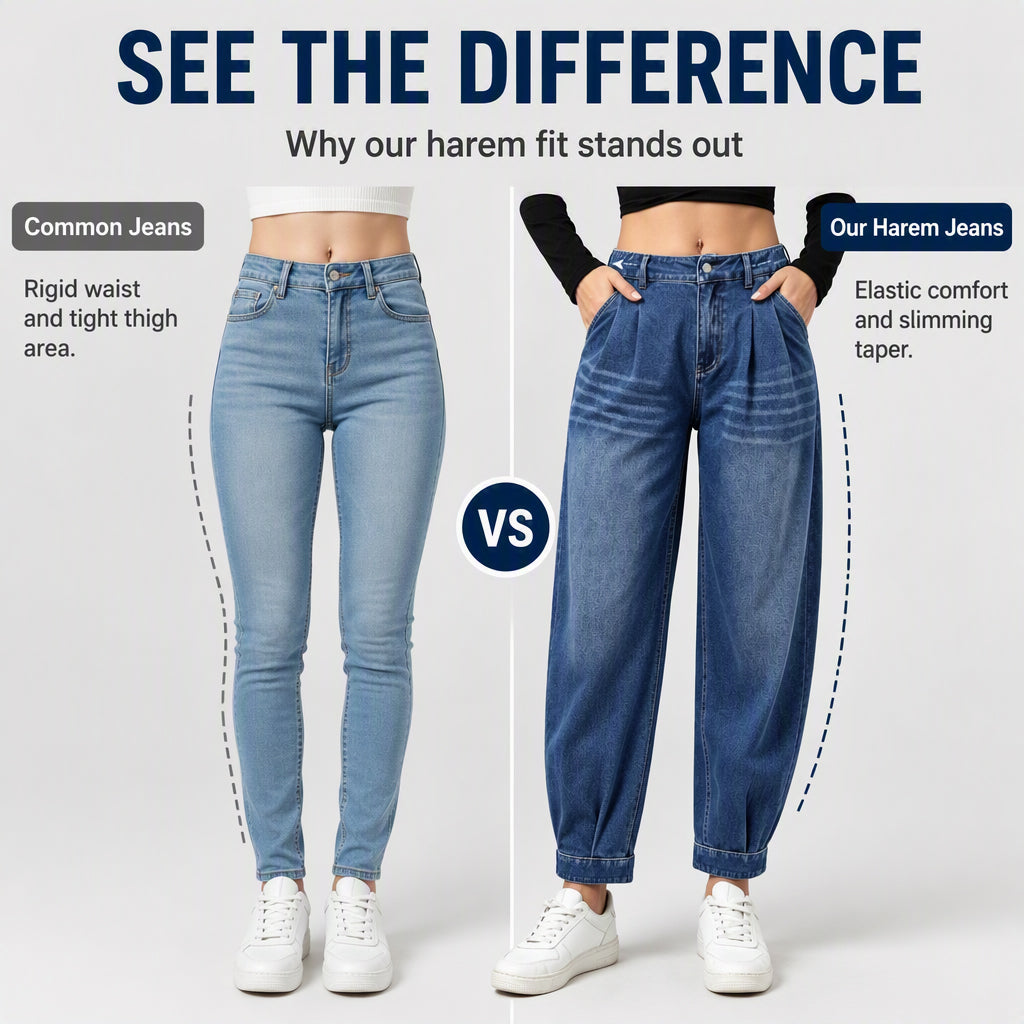 Women's High Waisted Harem Denim Pants