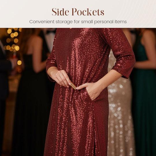 Women's Sparkle Sequin V-Neck Dress