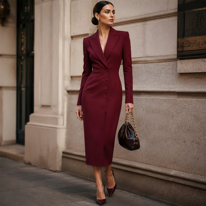 Trending Now⭐👗 Asymmetrical Single-Breasted Blazer Dress – Tailored Silhouette for Effortless Office-to-Evening Style