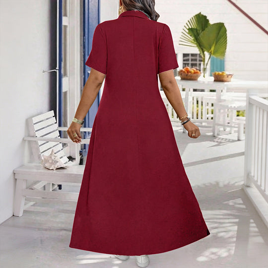 ⌛Limited-Time Offer-Women's Casual Solid Color Zipper Maxi Dress💃