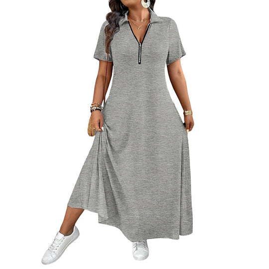 ⌛Limited-Time Offer-Women's Casual Solid Color Zipper Maxi Dress💃