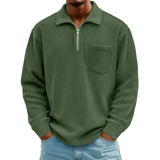🍂 Men's Casual Ribbed Half Zip Sweater – Smart Comfort for Cooler Days