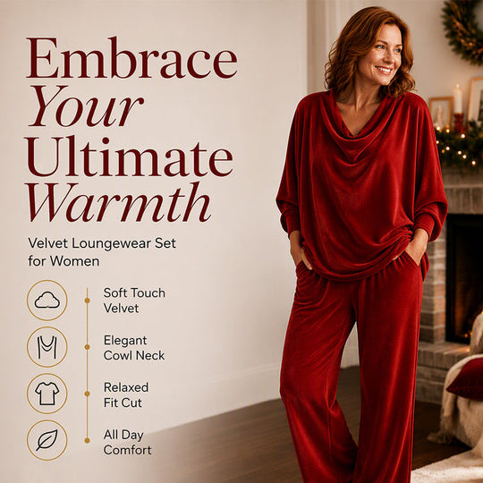 🍂 Women's Cowl Neck Top and Wide-Leg Pants Set – Effortless Elegance for Autumn