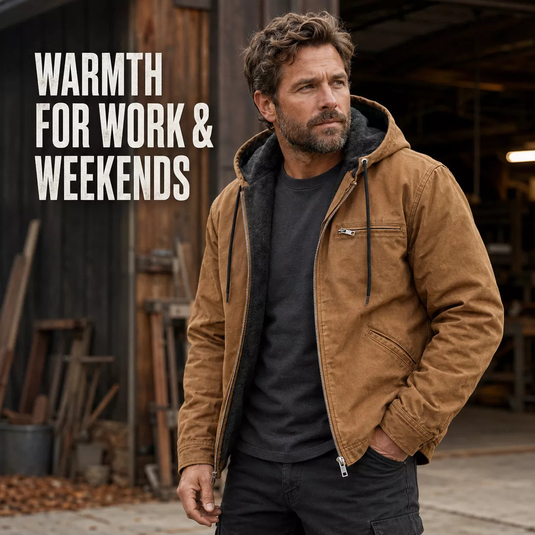 ⏳LAST DAY SALE 50% OFF !!📢Men’s Plush-Lined Hooded Work Jacket