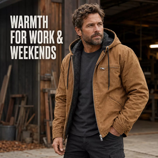 ⏳LAST DAY SALE 50% OFF !!📢Men’s Plush-Lined Hooded Work Jacket