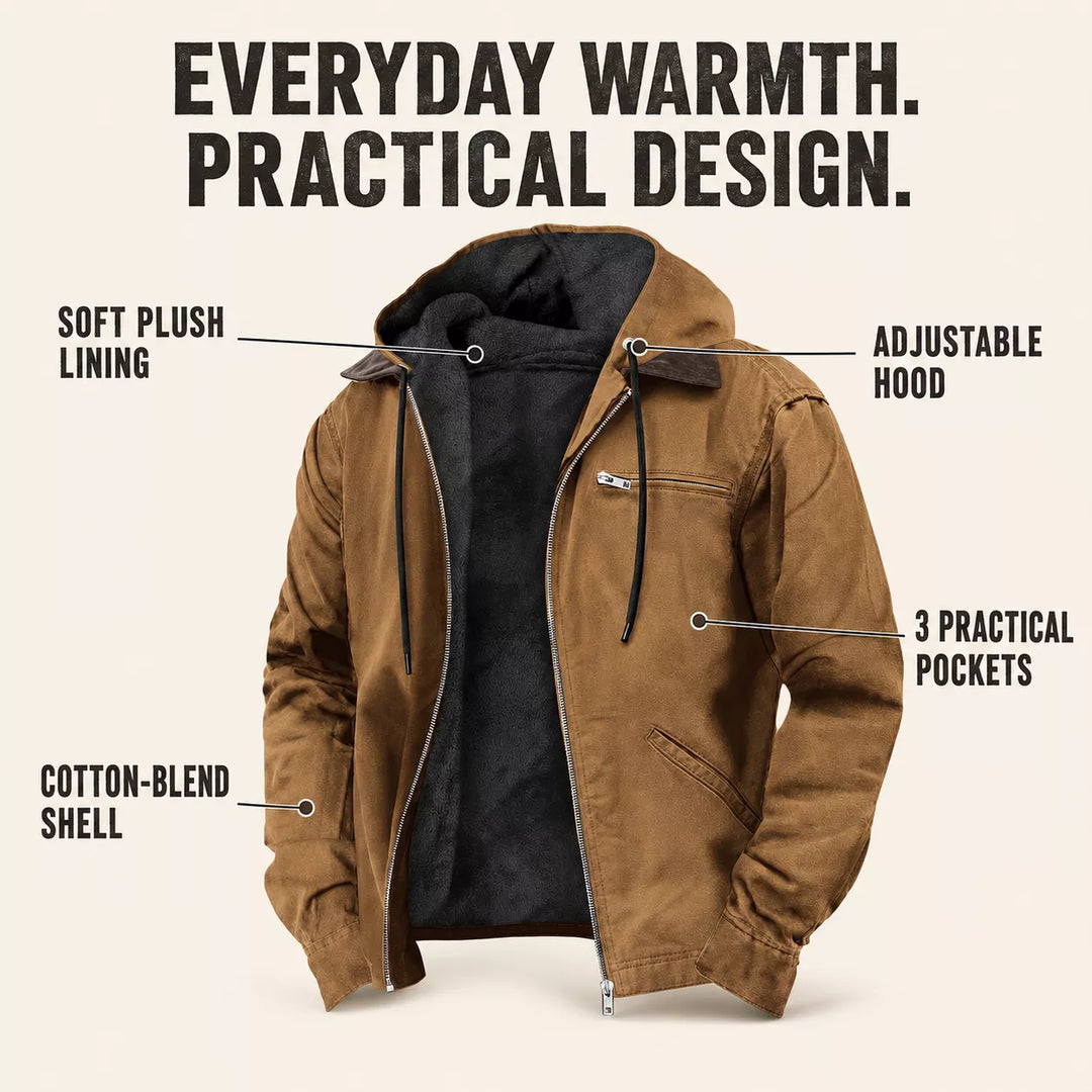 ⏳LAST DAY SALE 50% OFF !!📢Men’s Plush-Lined Hooded Work Jacket