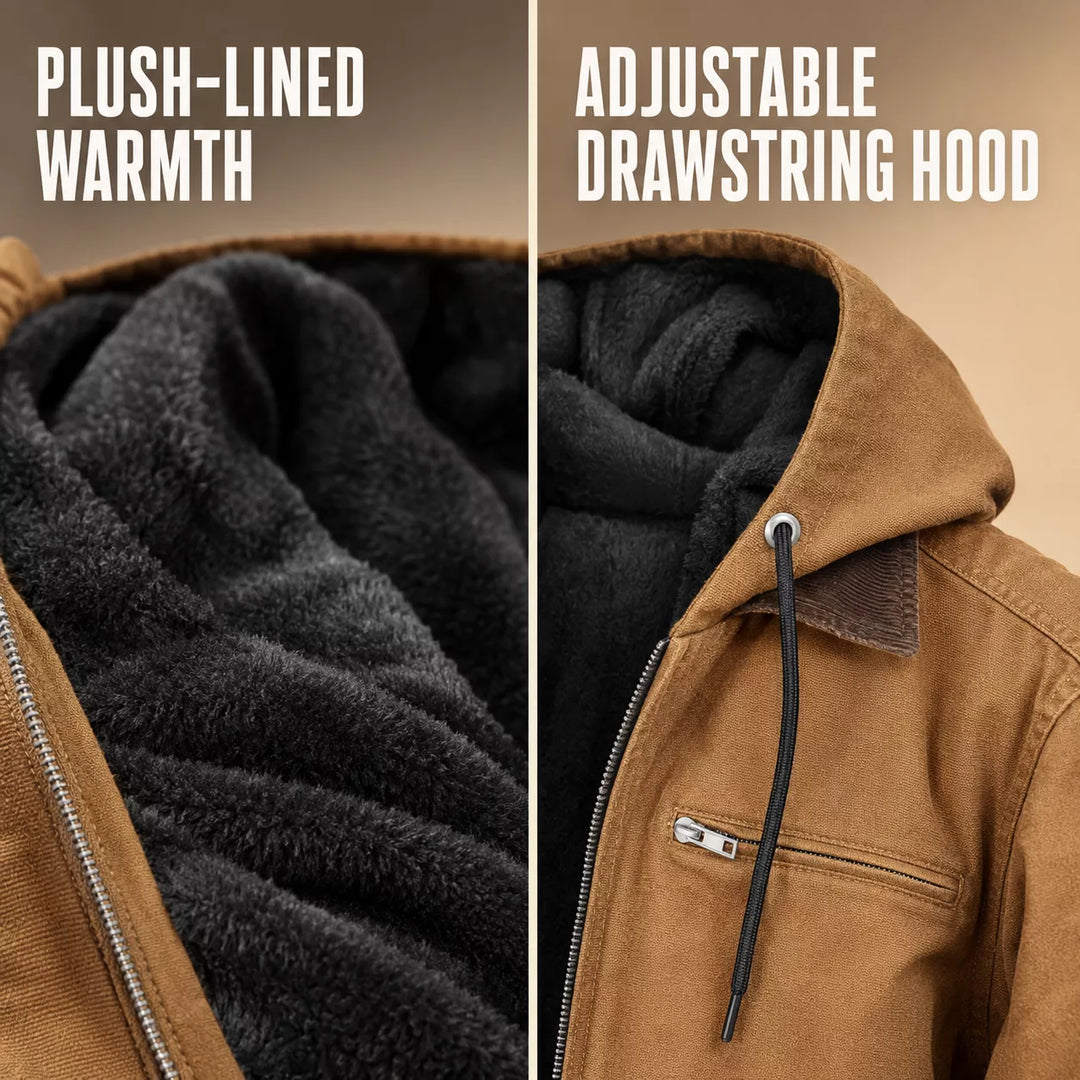 ⏳LAST DAY SALE 50% OFF !!📢Men’s Plush-Lined Hooded Work Jacket