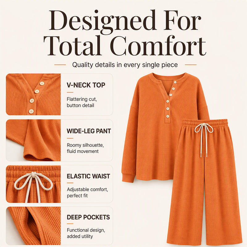 ⏰Last Day Sale 50% Off💃Women's Waffle Knit Lounge Set