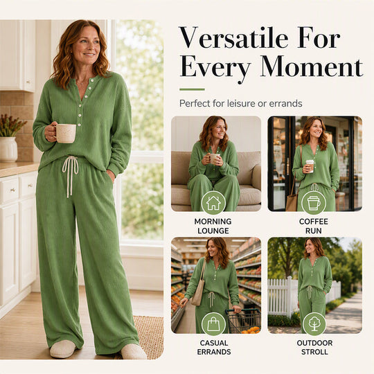 ⏰Last Day Sale 50% Off💃Women's Waffle Knit Lounge Set