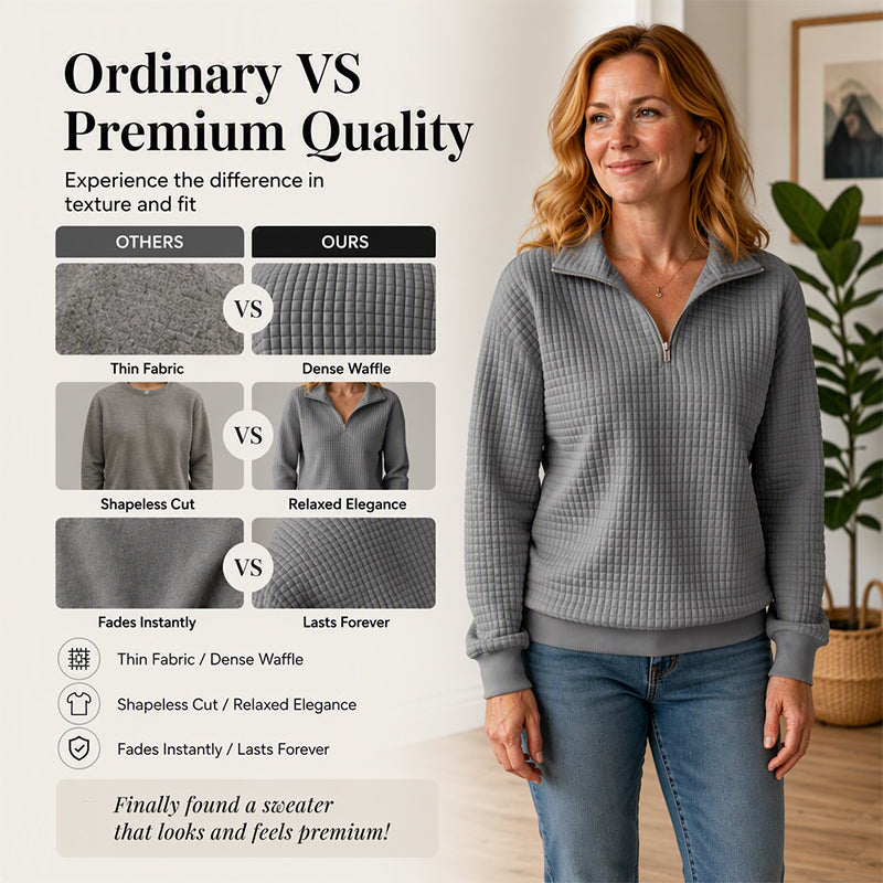 Women's Quilted Grid Half Zip Sweatshirt