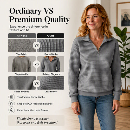 Women's Quilted Grid Half Zip Sweatshirt