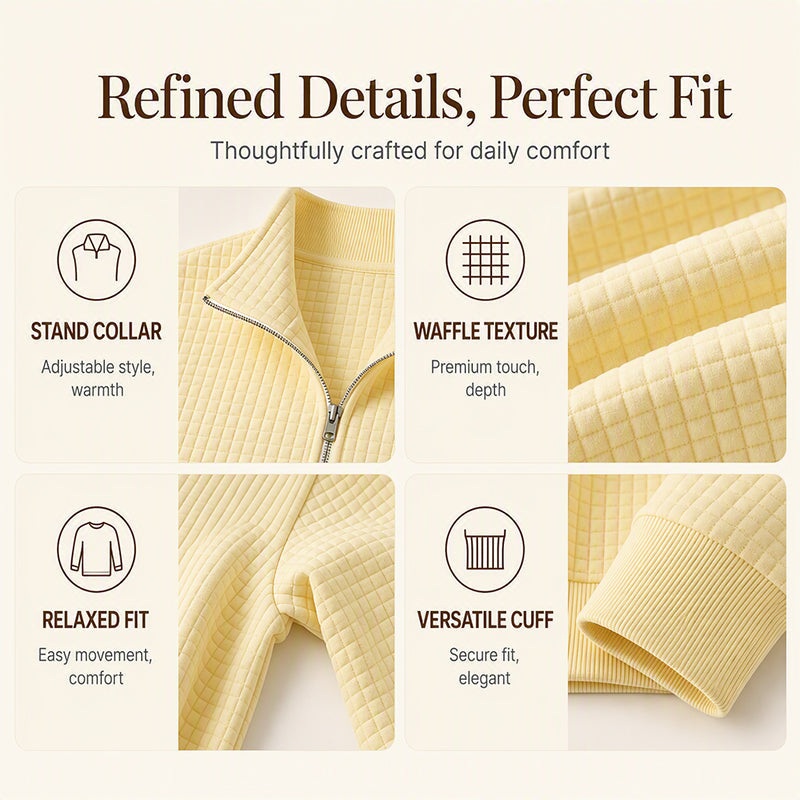 Women's Quilted Grid Half Zip Sweatshirt