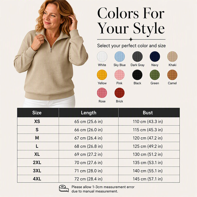 Women's Quilted Grid Half Zip Sweatshirt